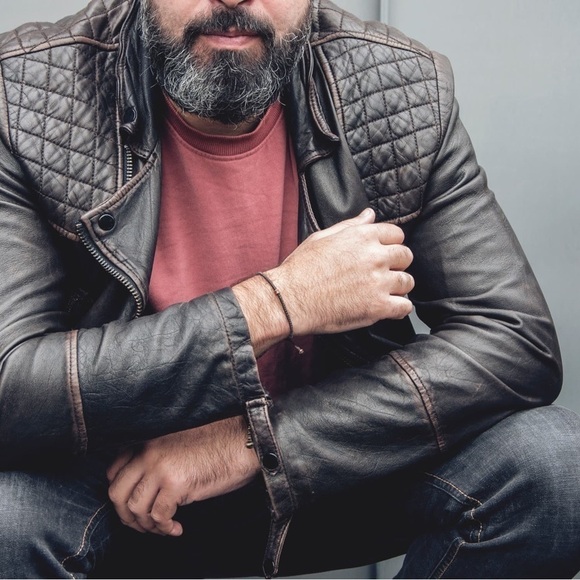 ALLSAINTS Mens Cargo Quilted Brown Leather Biker Jacket XS - Picture 1 of 15